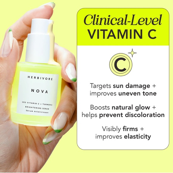 $12❤️‍🔥 Herbivore Botanicals NOVA 15% Vitamin C + Turmeric Brightening Serum - Picture 3 of 8